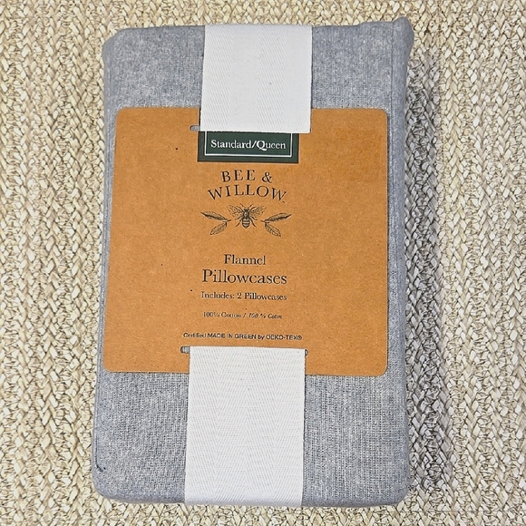 Bee & Willow Other - Bee & Willow Gray Cotton Flannel Pillowcases - NWT 100% Cotton